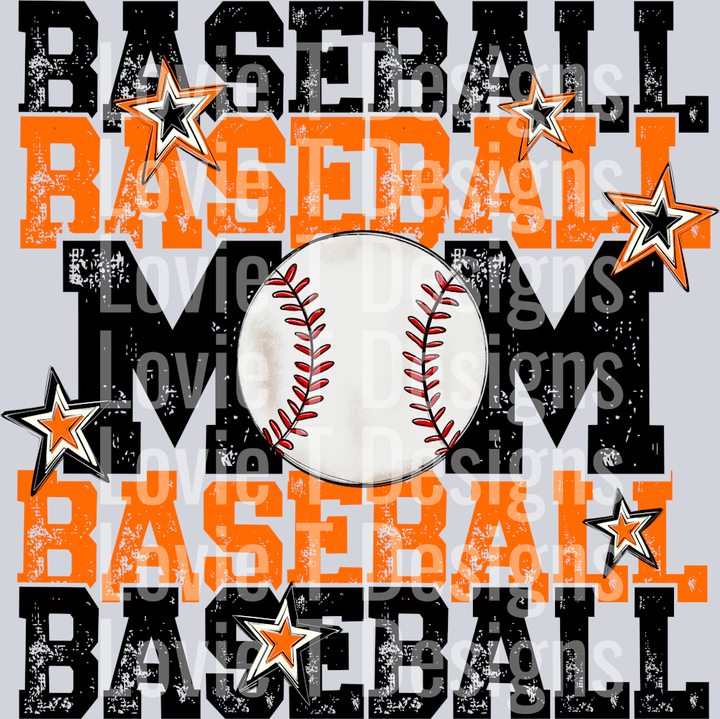 Baseball Mom_Orange BLACK