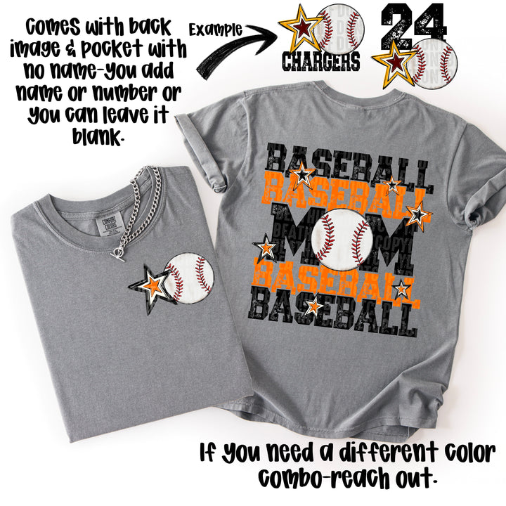 BASEBALL MOM ORANGE BLACK