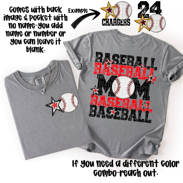BASEBALL MOM RED BLACK