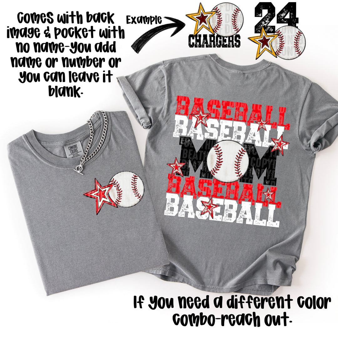 BASEBALL MOM RED WHITE