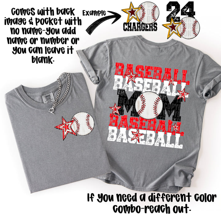 BASEBALL MOM RED WHITE