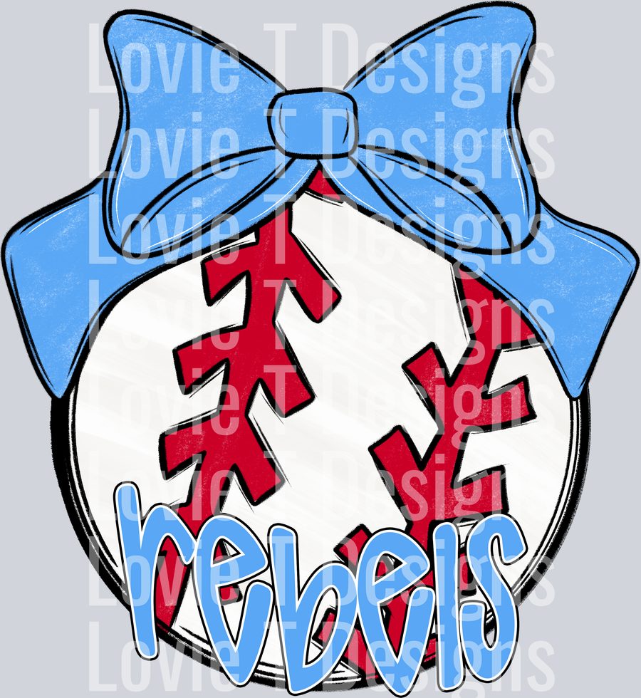 BASEBALL WITH BOW REBELS