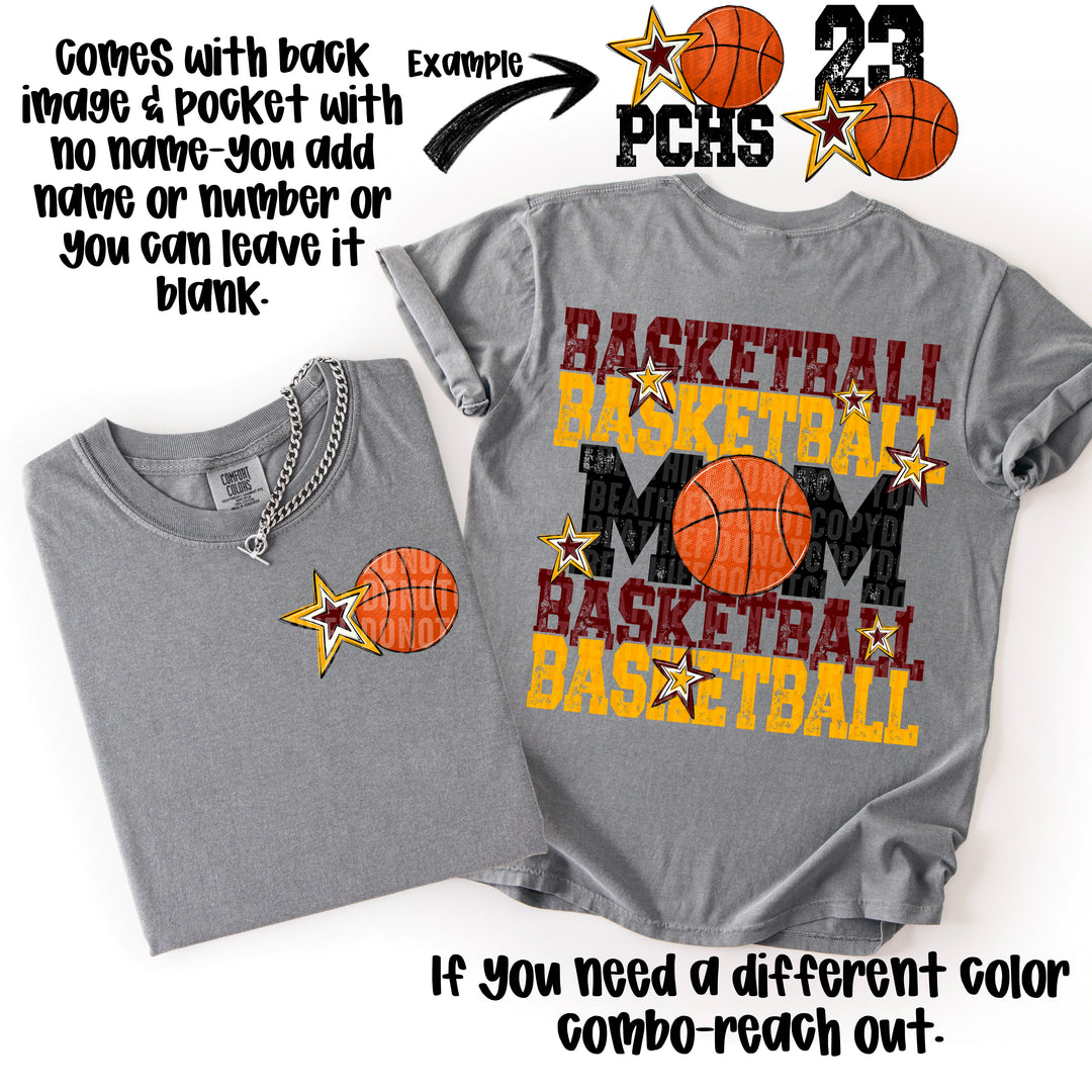 BASKETBALL MOM MAROON YELLOW GOLD
