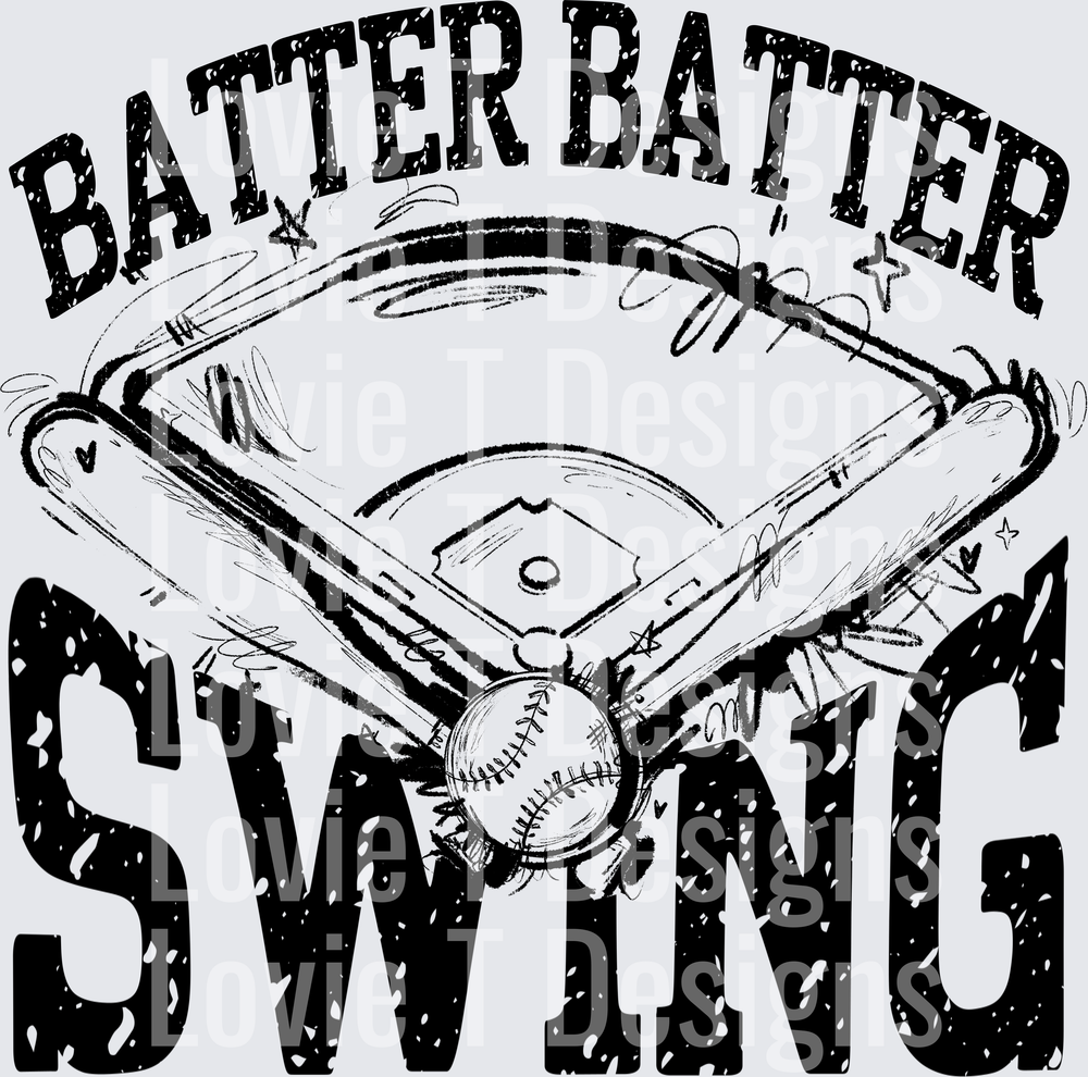 Batter Batter Swing DTF transfer design
