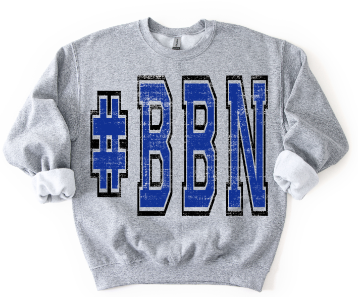 #Bbn Royal Blue and Black Varsity Style DTF transfer design – image 1