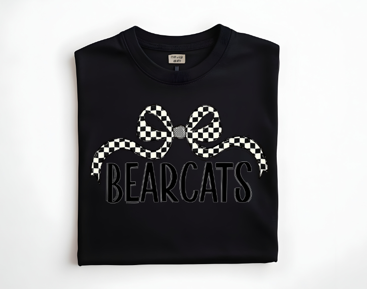 Bearcats Checker Wide Bow DTF transfer design – image 1