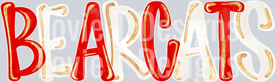 BEARCATS RED AND WHITE GLITTER POP