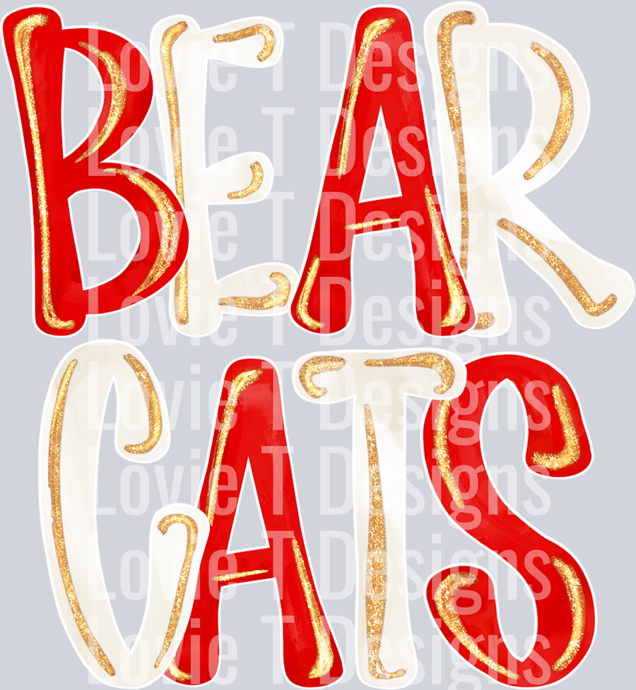 BEARCATS RED AND WHITE GLITTER POP STACKED