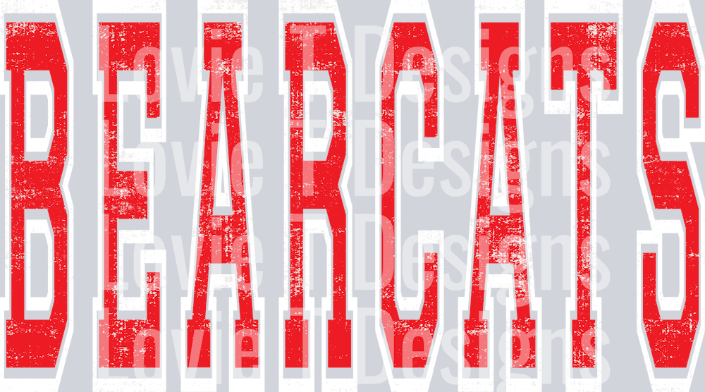 BEARCATS RED AND WHITE GRUNGE MASCOT