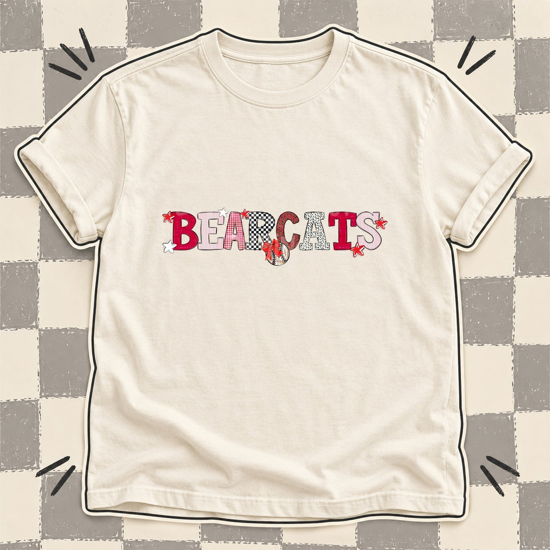 Bearcats Red White Mixed Doodle Baseball Mascots – Mascot Colors DTF transfer mockup