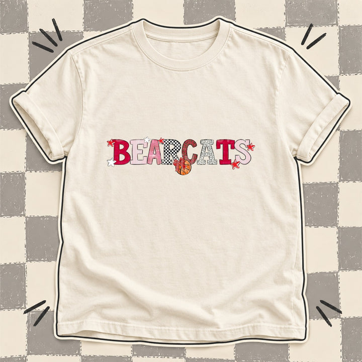 Bearcats Red White Mixed Doodle Basketball Mascots – Mascot Colors DTF transfer mockup