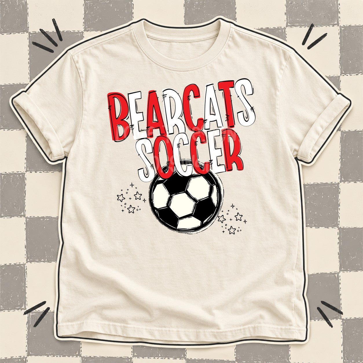 Team Go Soccer Mascots Bearcats Red White design