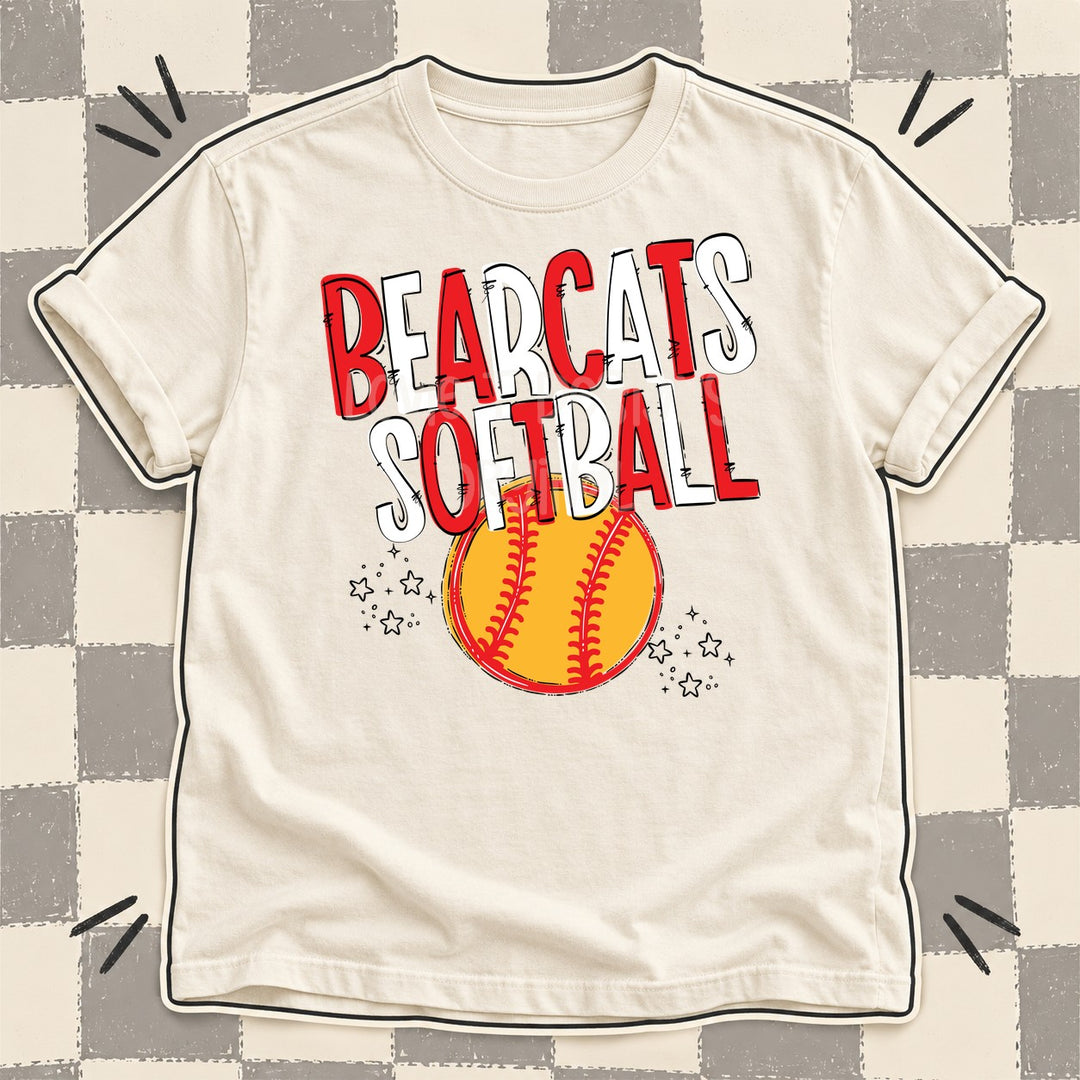 Bearcats Red White Team Go Softball Mascots DTF transfer mockup