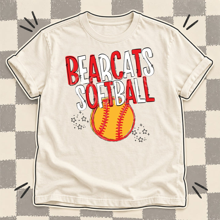 Bearcats Red White Team Go Softball Mascots DTF transfer mockup