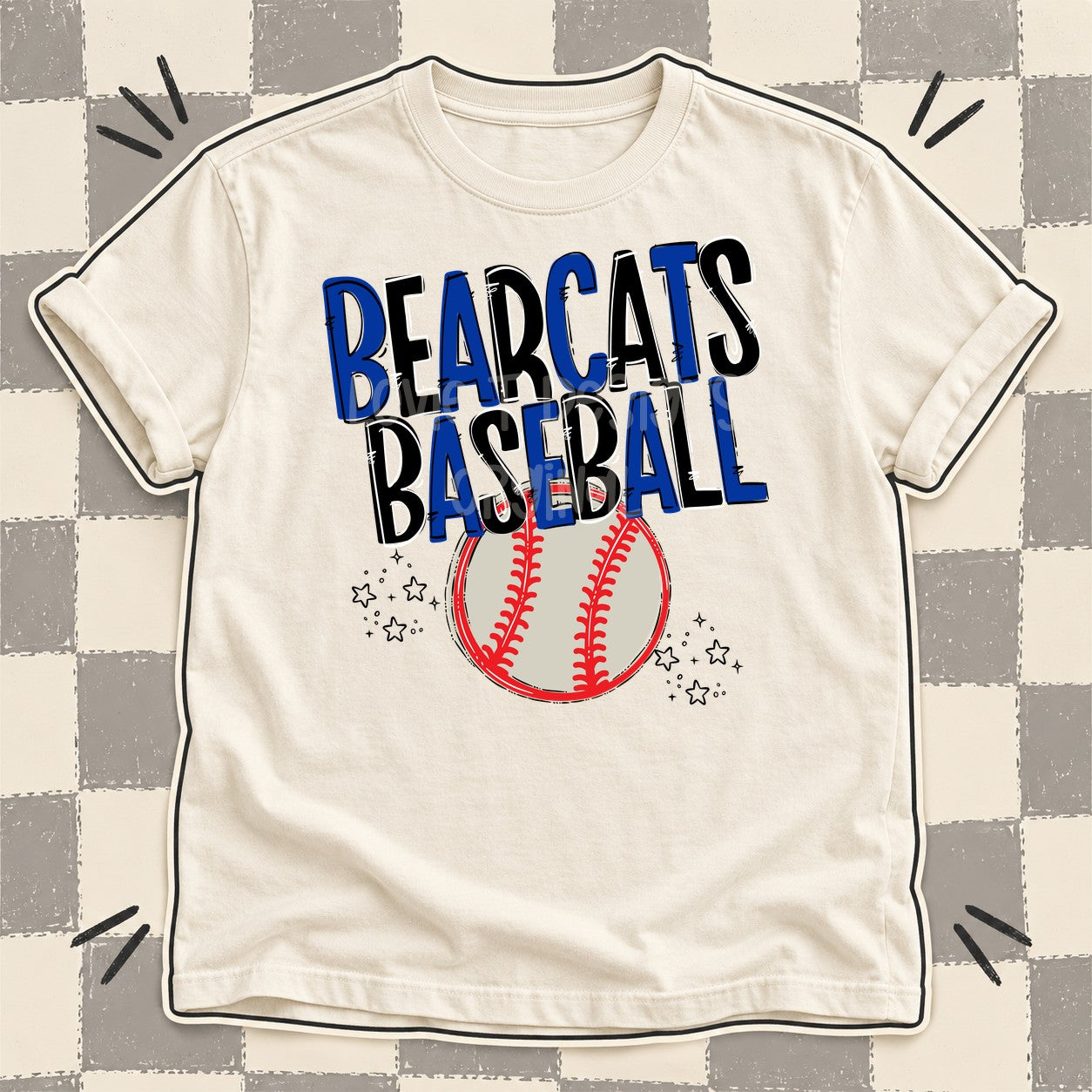 Team Go Baseball Mascots Bearcats Royal Blue Black design