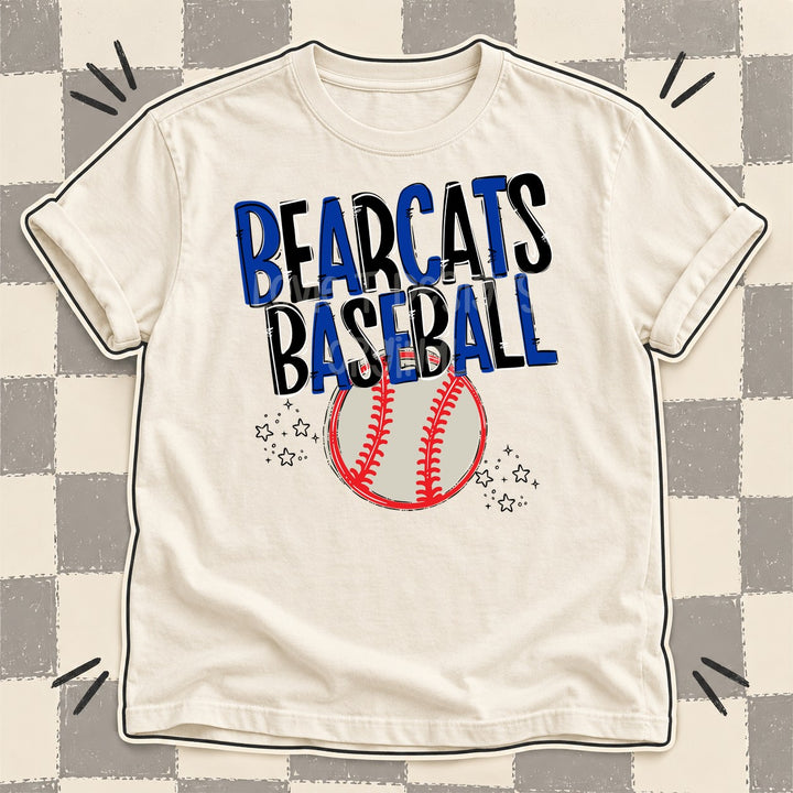 Bearcats Royal Blue Black Team Go Baseball Mascots DTF transfer mockup