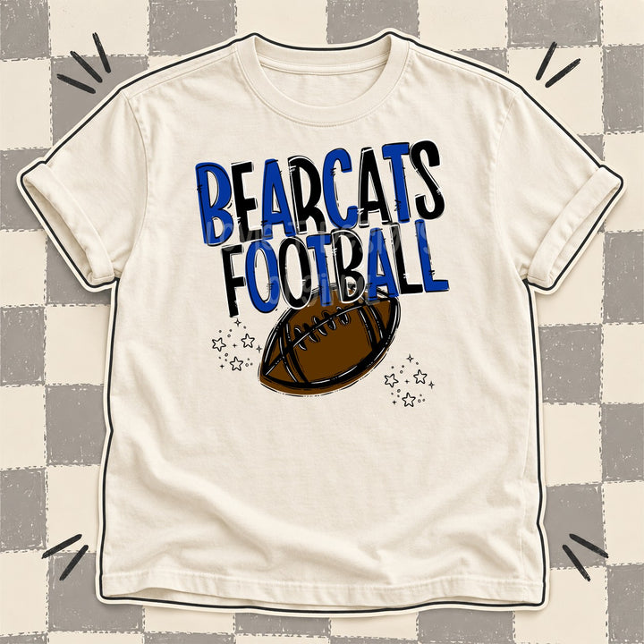Bearcats Royal Blue Black Team Go Football Mascots DTF transfer mockup