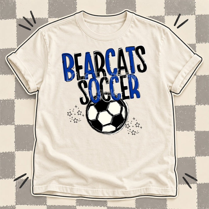 Bearcats Royal Blue Black Team Go Soccer Mascots DTF transfer mockup