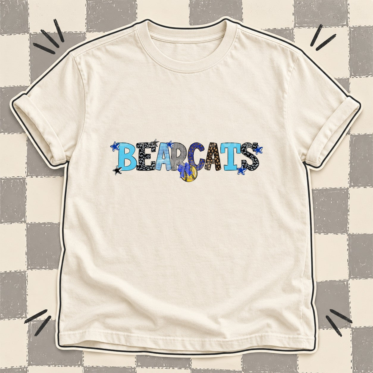 Mixed Doodle Softball Mascots – Mascot Colors Bearcats Royal Blue Black design