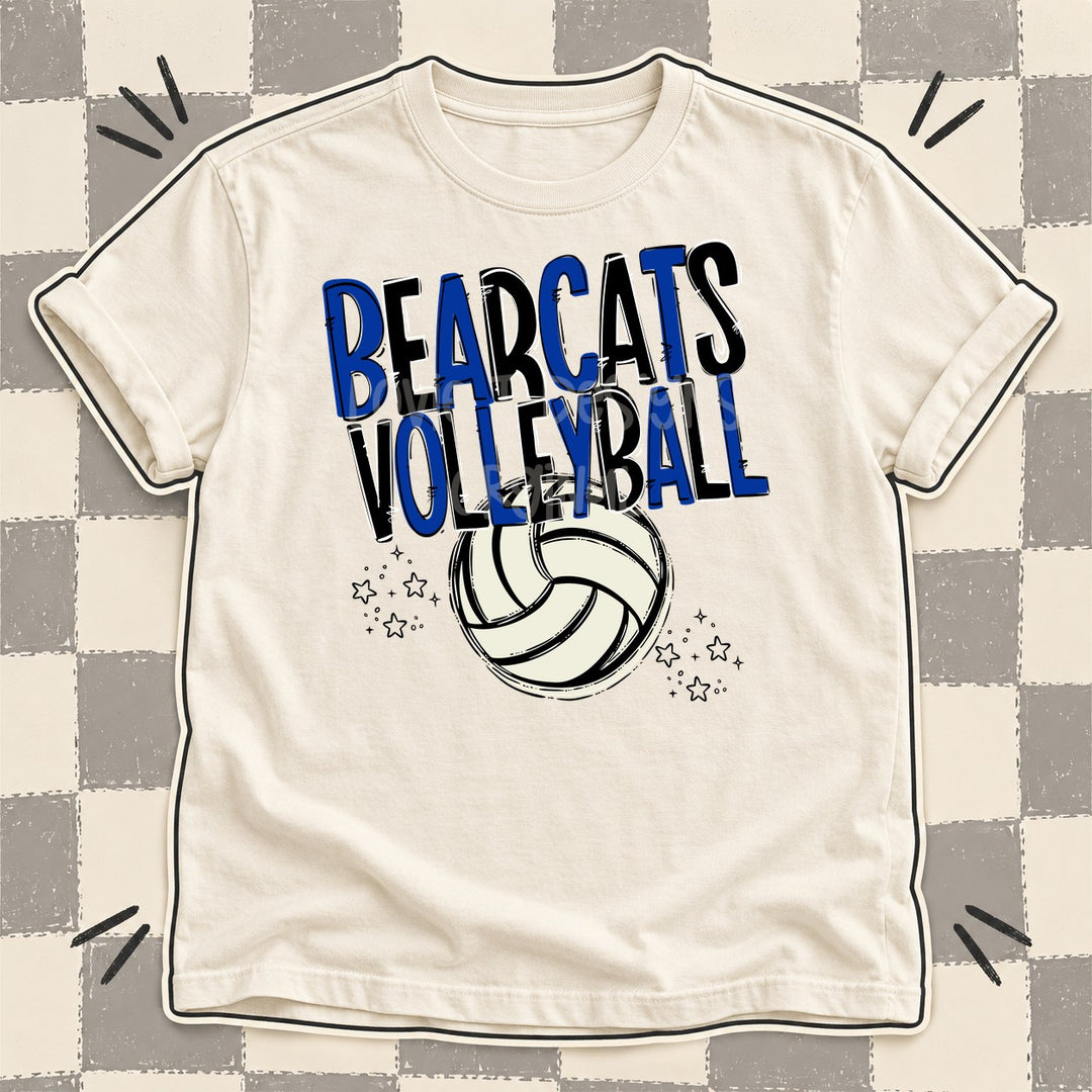 Bearcats Royal Blue Black Team Go Volleyball Mascots DTF transfer mockup