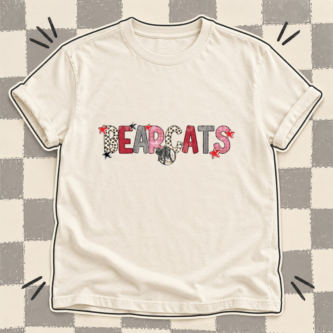 Bearcats Mixed Doodle Baseball Mascots – Stitched Ballpark DTF transfer mockup