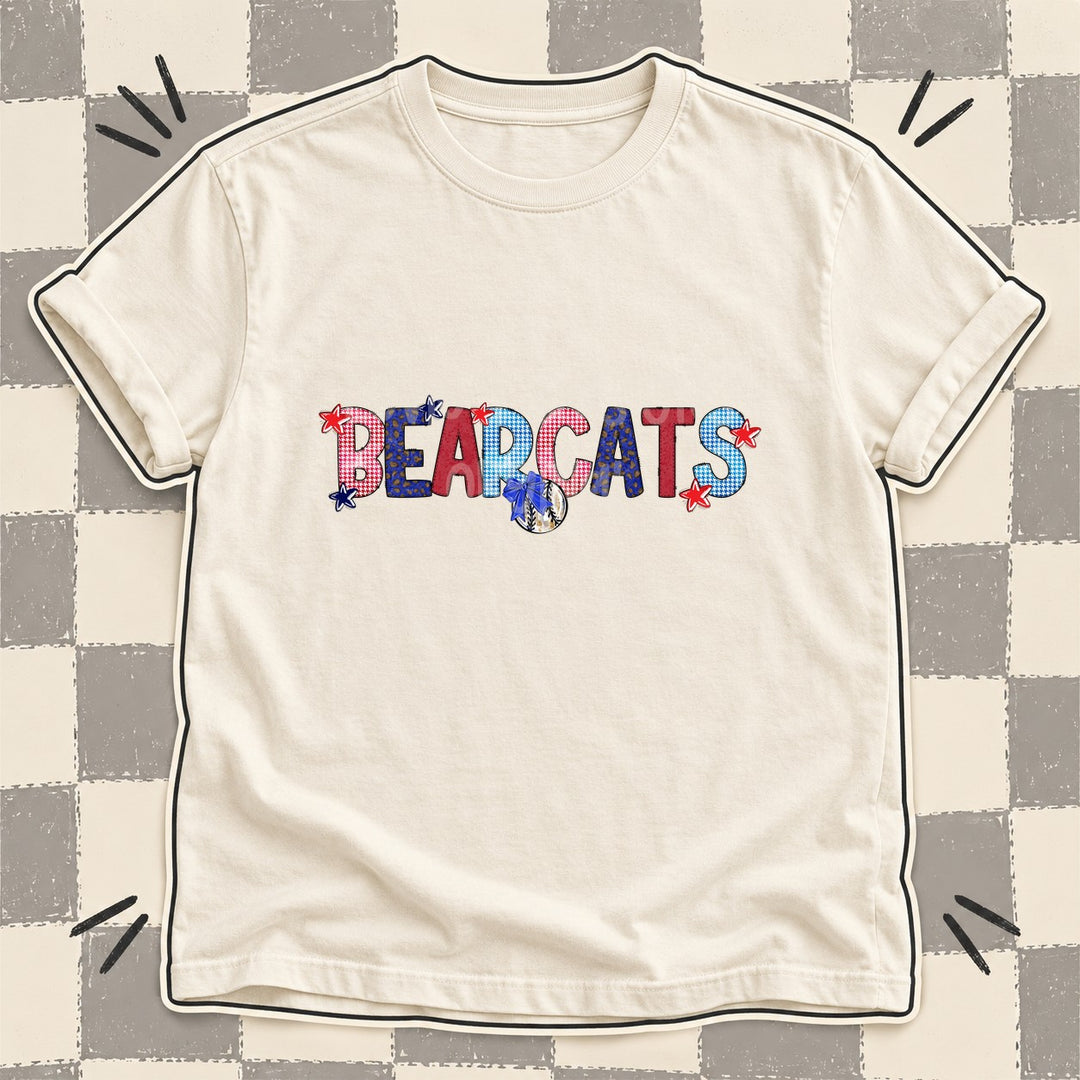 Bearcats Mixed Doodle Baseball Mascots – Red and Royal DTF transfer mockup