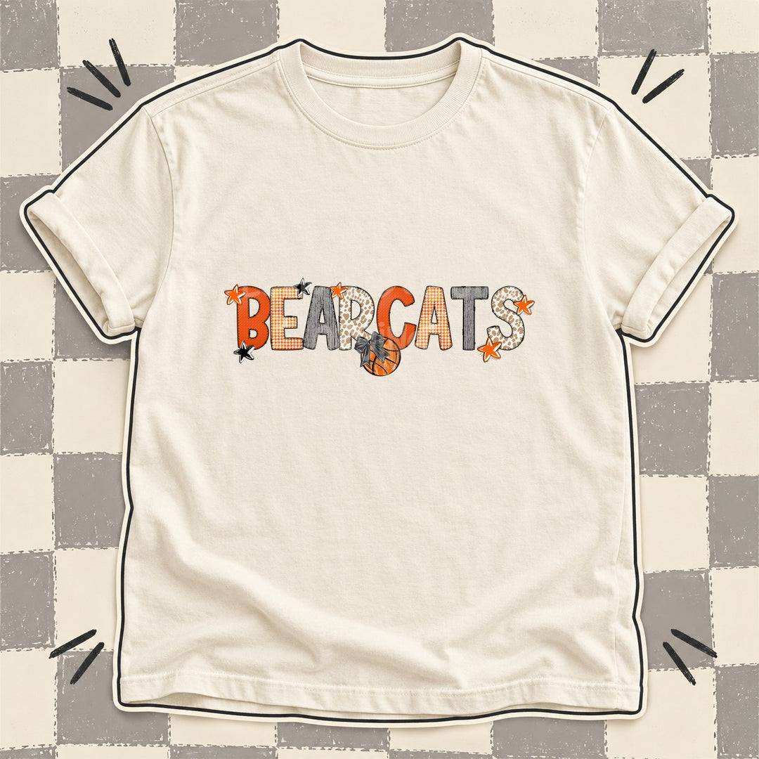 Bearcats Mixed Doodle Basketball Mascots – Hoops Houndstooth DTF transfer mockup