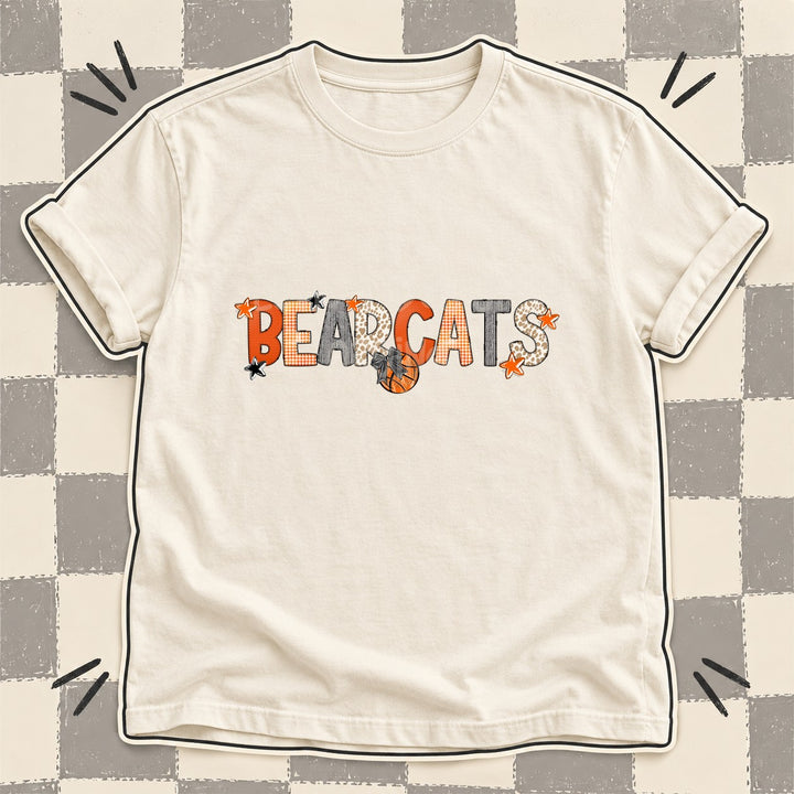 Bearcats Mixed Doodle Basketball Mascots – Hoops Houndstooth DTF transfer mockup