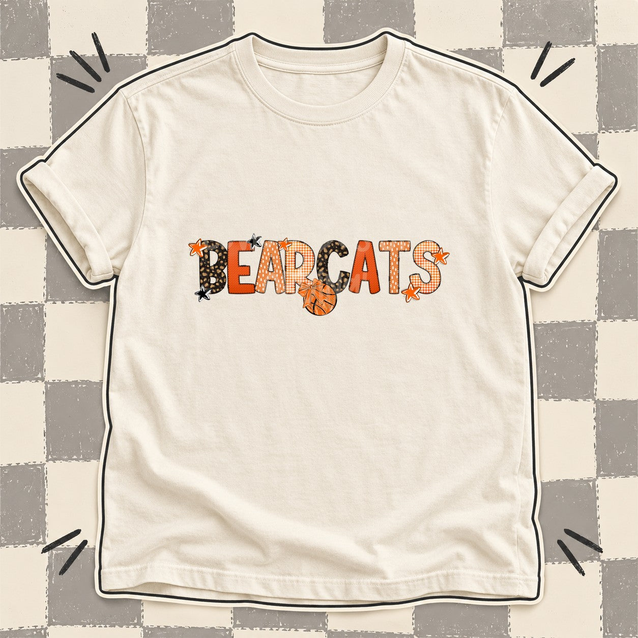 Mixed Doodle Basketball Mascots – Leopard Court Bearcats design