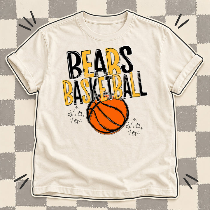 Bears Black Yellow Gold Team Go Basketball Mascots DTF transfer