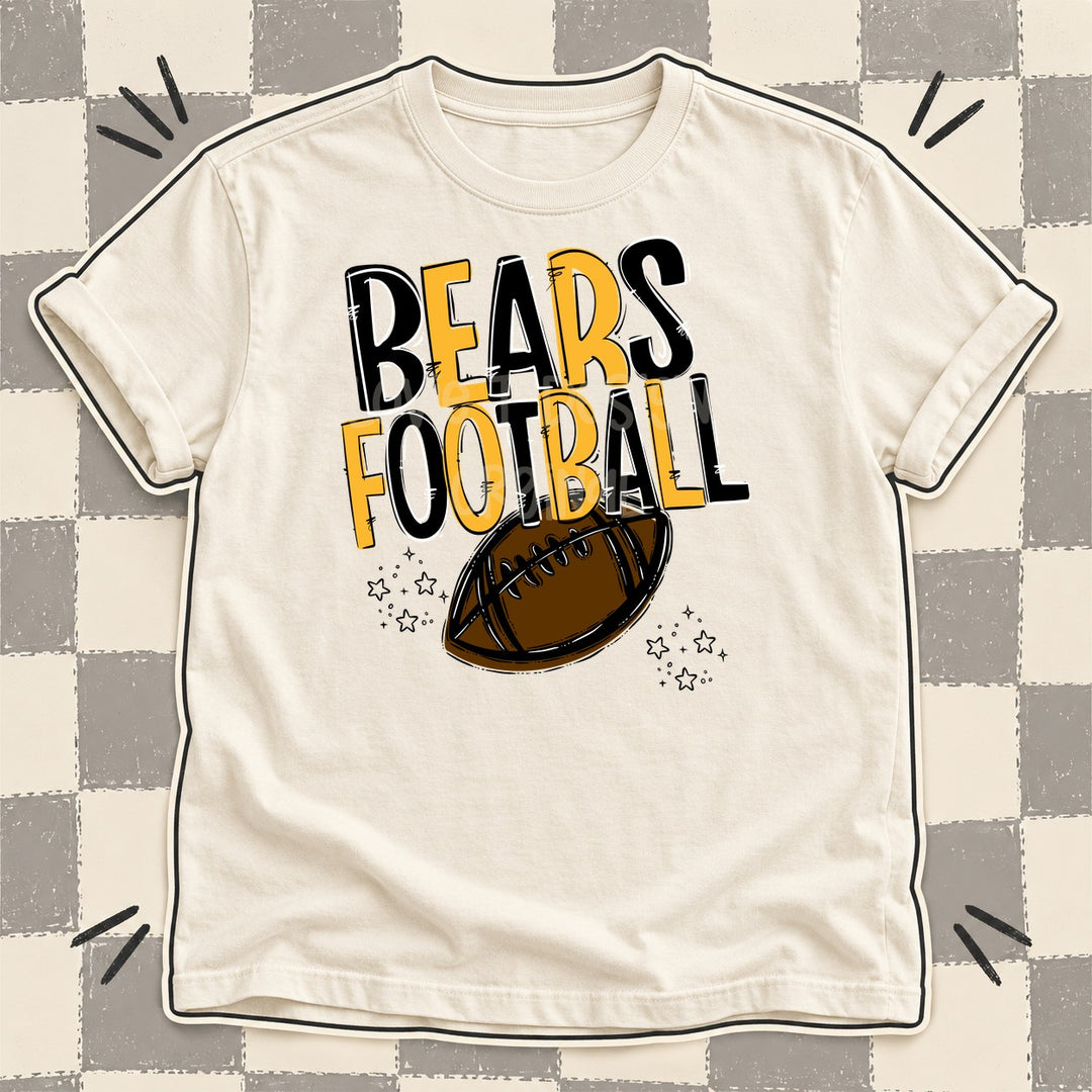 Bears Black Yellow Gold Team Go Football Mascots DTF transfer mockup