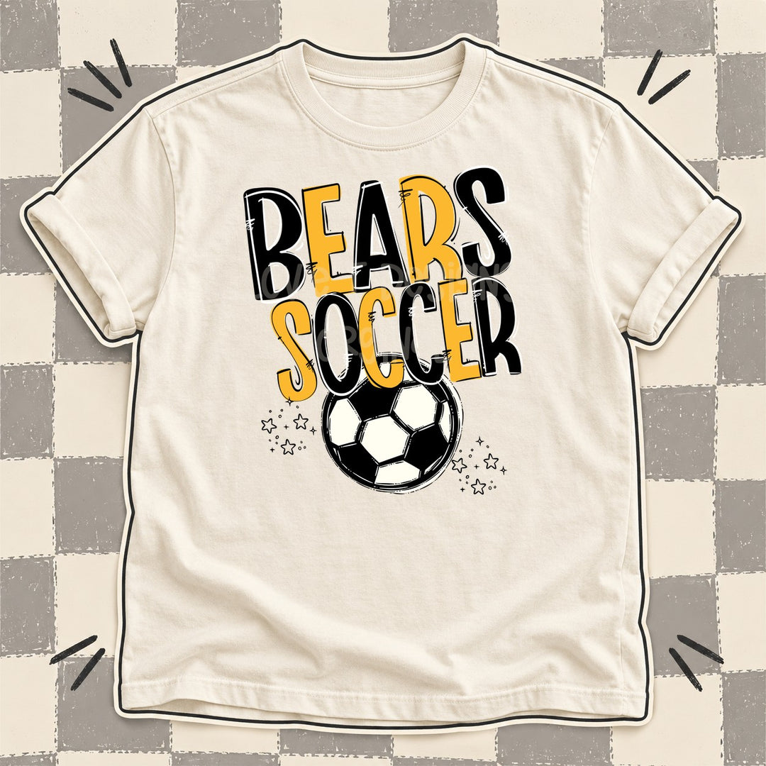 Bears Black Yellow Gold Team Go Soccer Mascots DTF transfer mockup