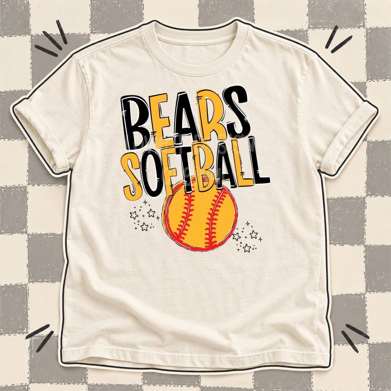 Team Go Softball Mascots Bears Black Yellow Gold design