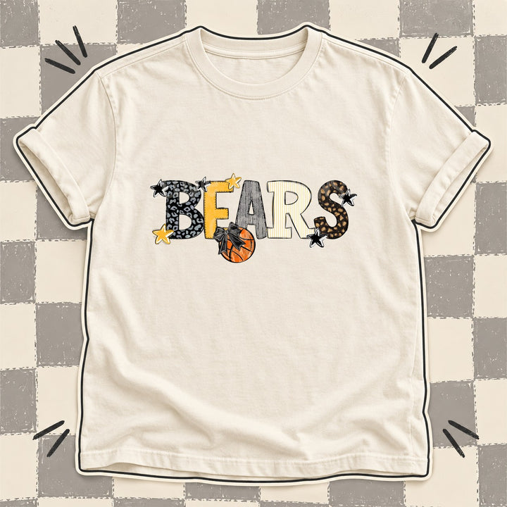 Bears Black Yellow Gold White Mixed Doodle Basketball Mascots – Mascot Colors DTF transfer mockup