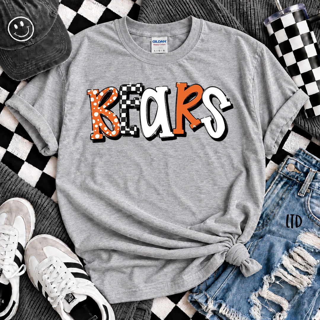 Bears Orange Black Dot Dot Check Mix Mascots DTF transfer mockup