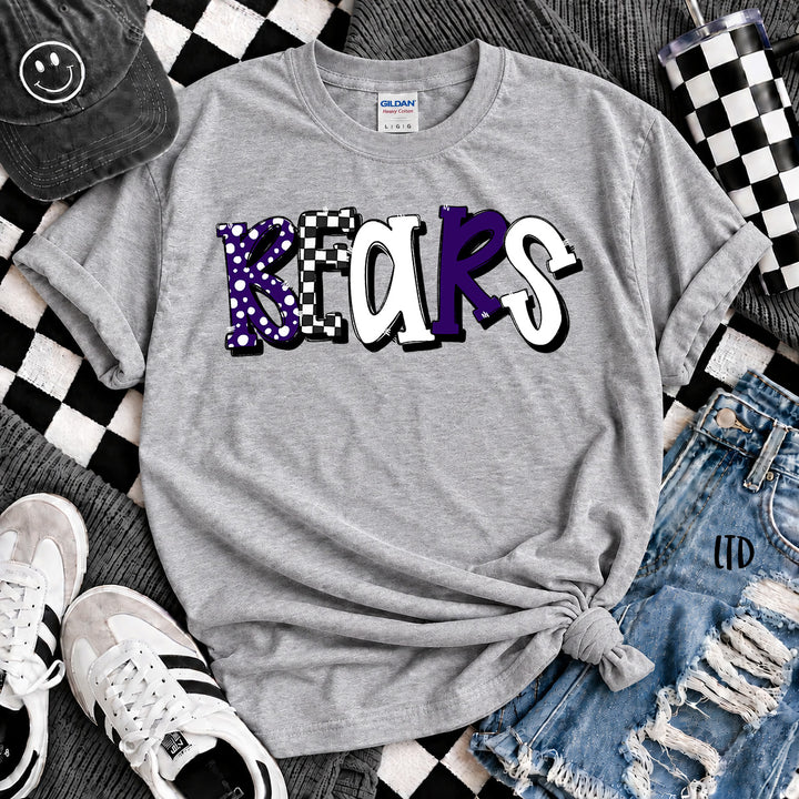 Bears Purple Dot Dot Check Mix Mascots DTF transfer mockup