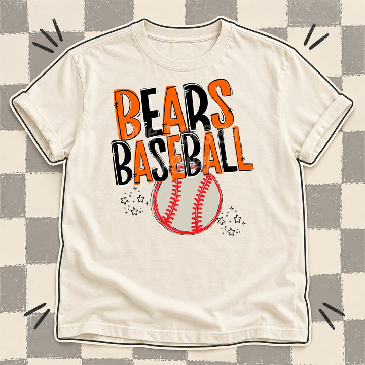 Bears Orange Black Team Go Baseball Mascots DTF transfer mockup