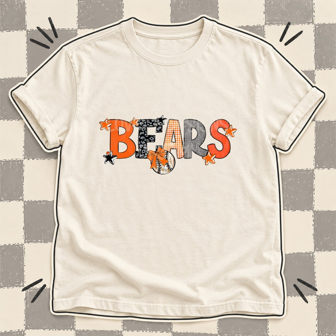 Bears Orange Black Mixed Doodle Baseball Mascots – Mascot Colors DTF transfer mockup