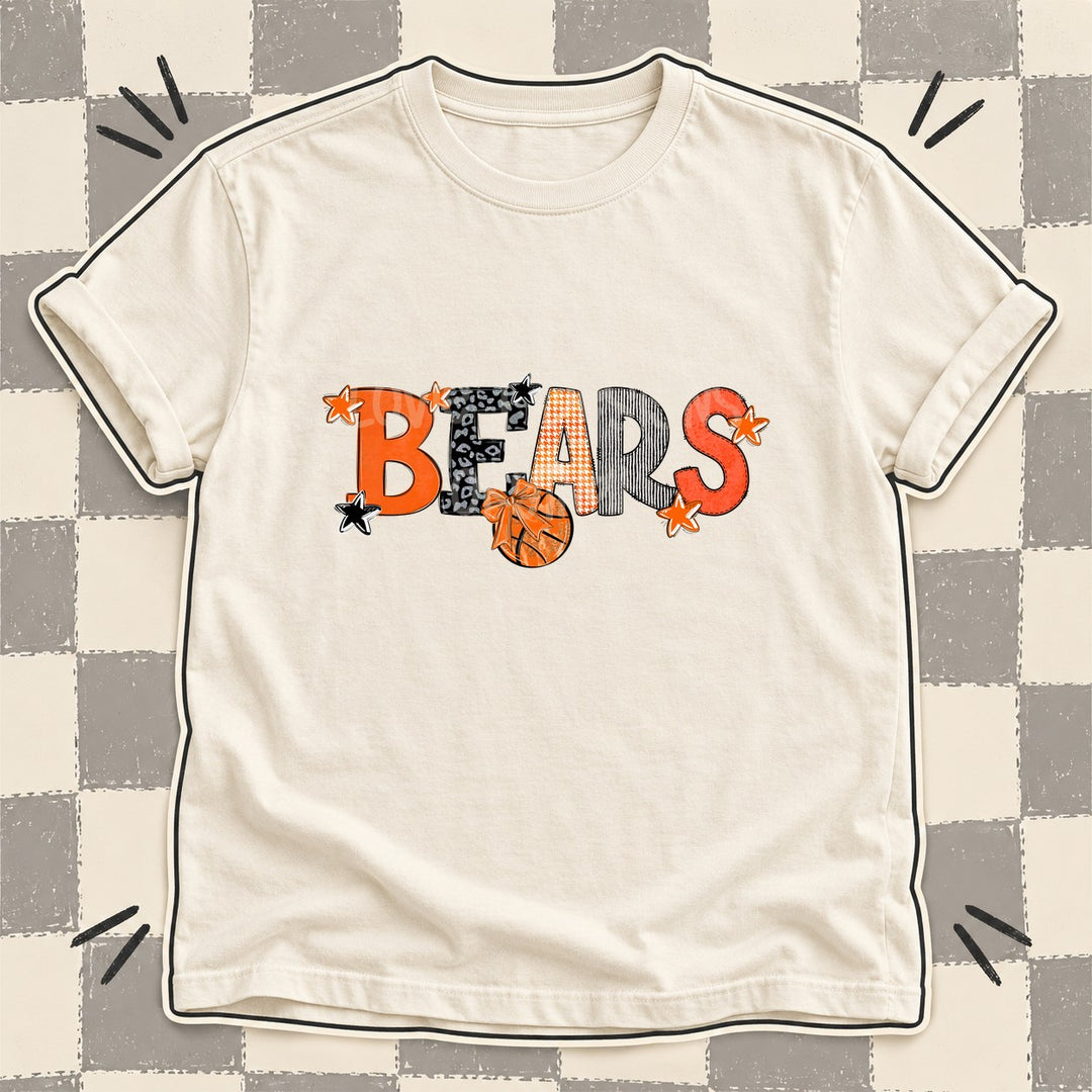 Bears Orange Black Mixed Doodle Basketball Mascots – Mascot Colors DTF transfer mockup