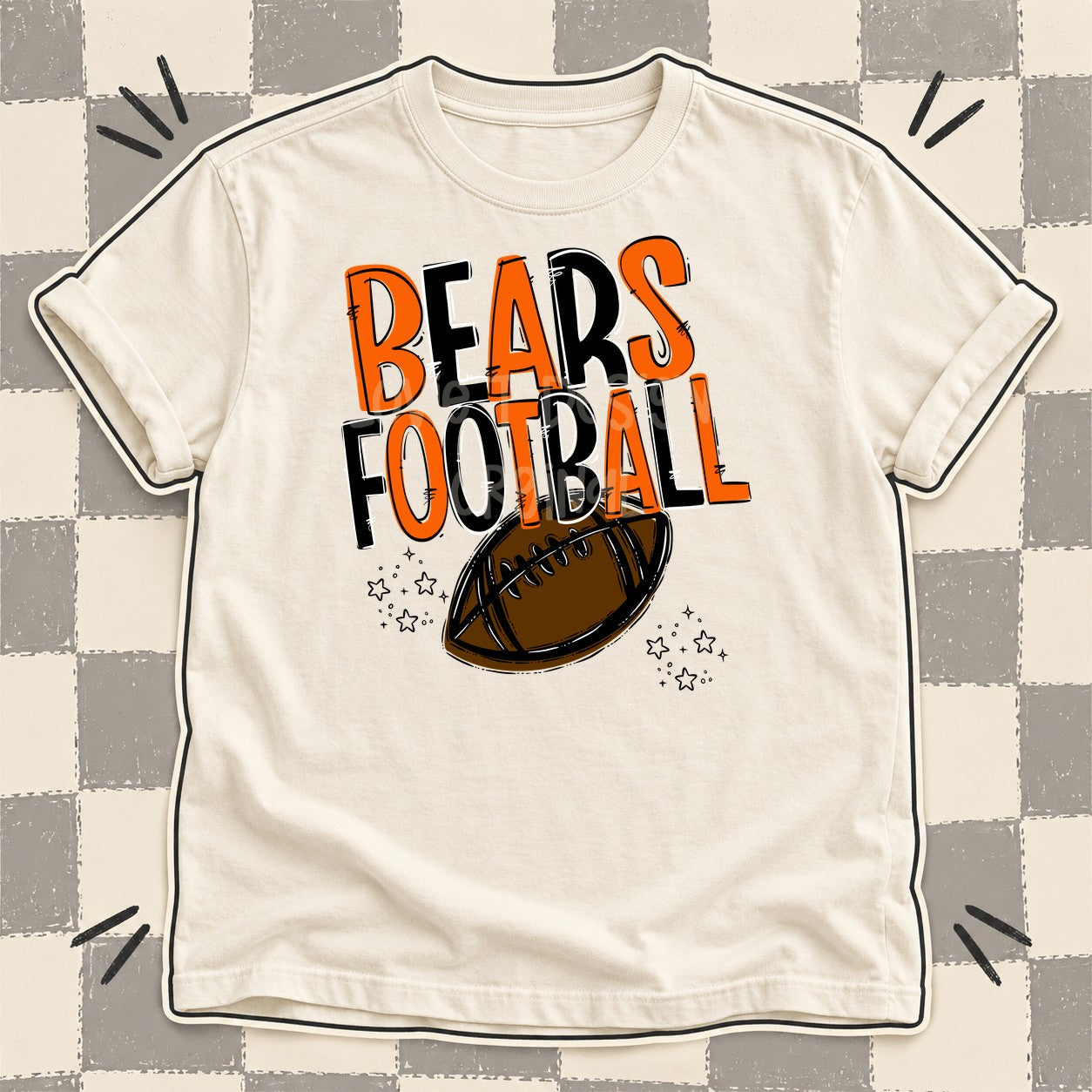 Team Go Football Mascots Bears Orange Black design