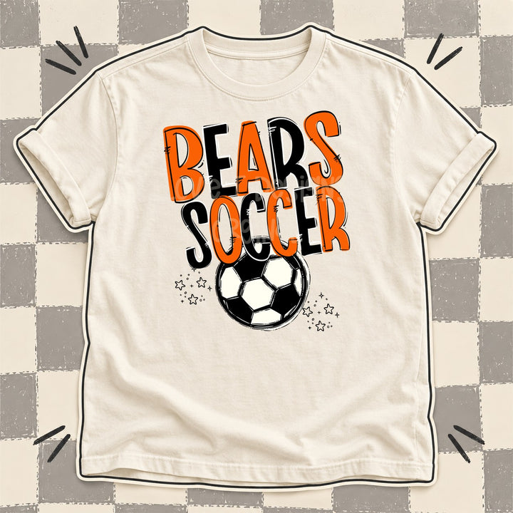 Bears Orange Black Team Go Soccer Mascots DTF transfer mockup
