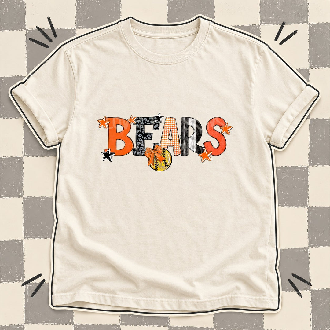 Bears Orange Black Mixed Doodle Softball Mascots – Mascot Colors DTF transfer mockup
