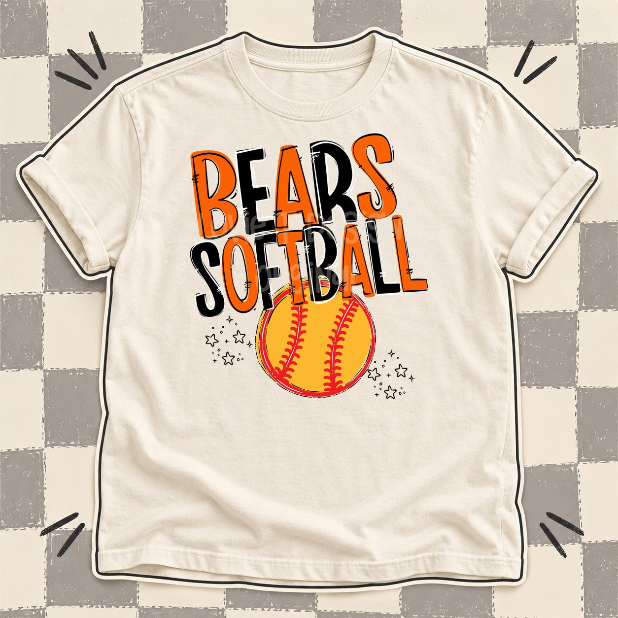 Team Go Softball Mascots Bears Orange Black design