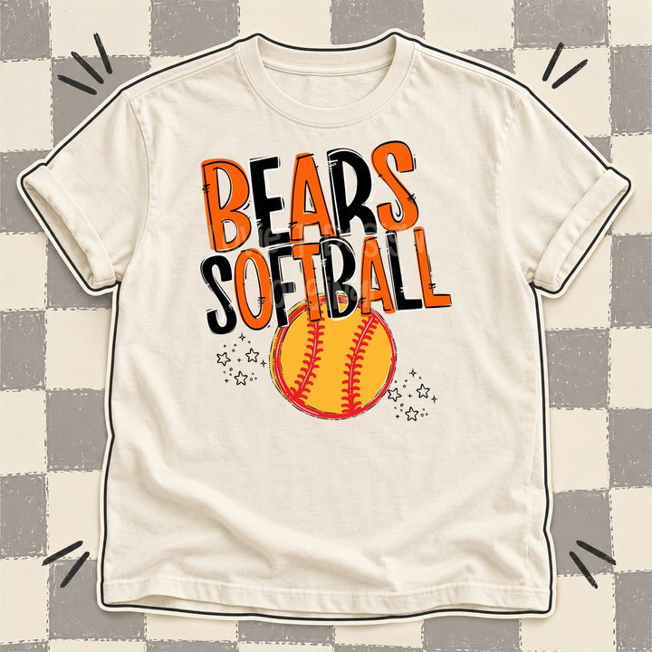 Bears Orange Black Team Go Softball Mascots DTF transfer mockup