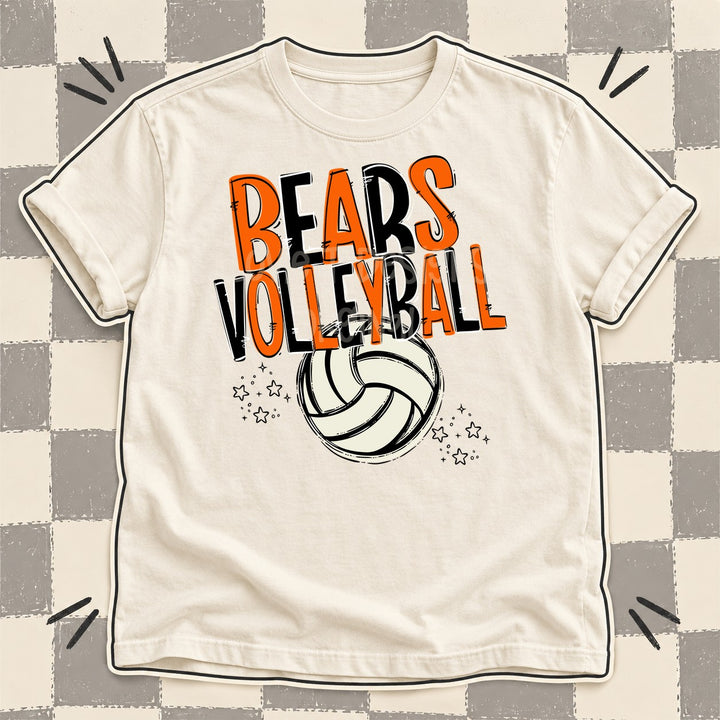 Bears Orange Black Team Go Volleyball Mascots DTF transfer mockup