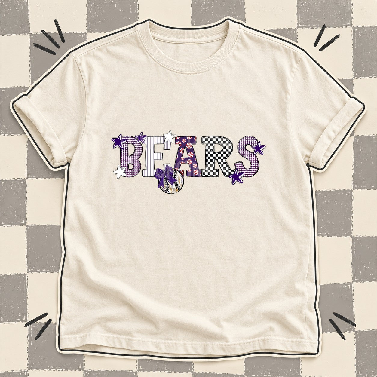 Mixed Doodle Baseball Mascots – Mascot Colors Bears Purple design