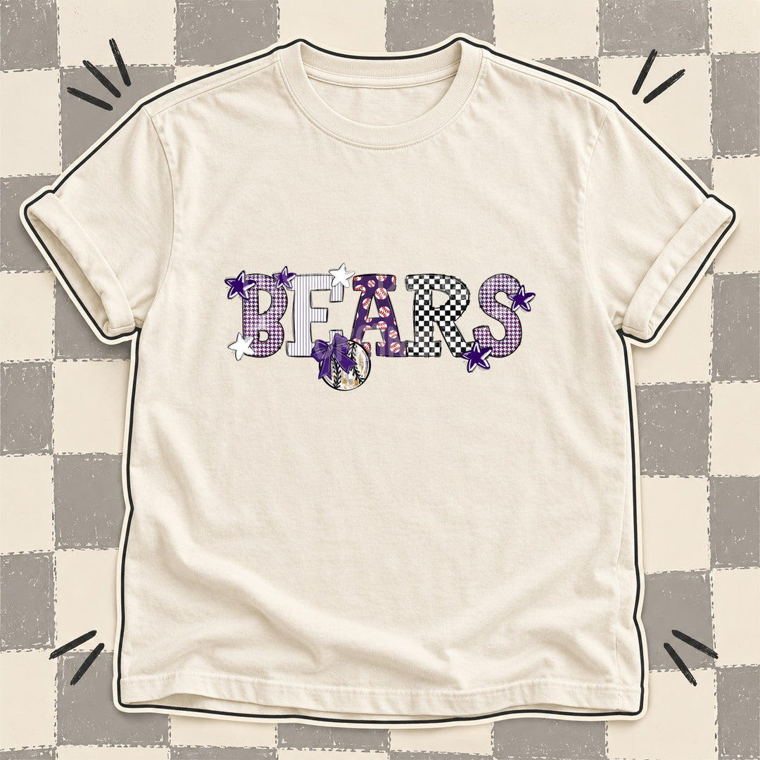 Bears Purple Mixed Doodle Baseball Mascots – Mascot Colors DTF transfer mockup