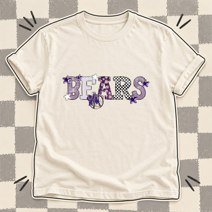 Bears Purple Mixed Doodle Baseball Mascots – Mascot Colors DTF transfer mockup