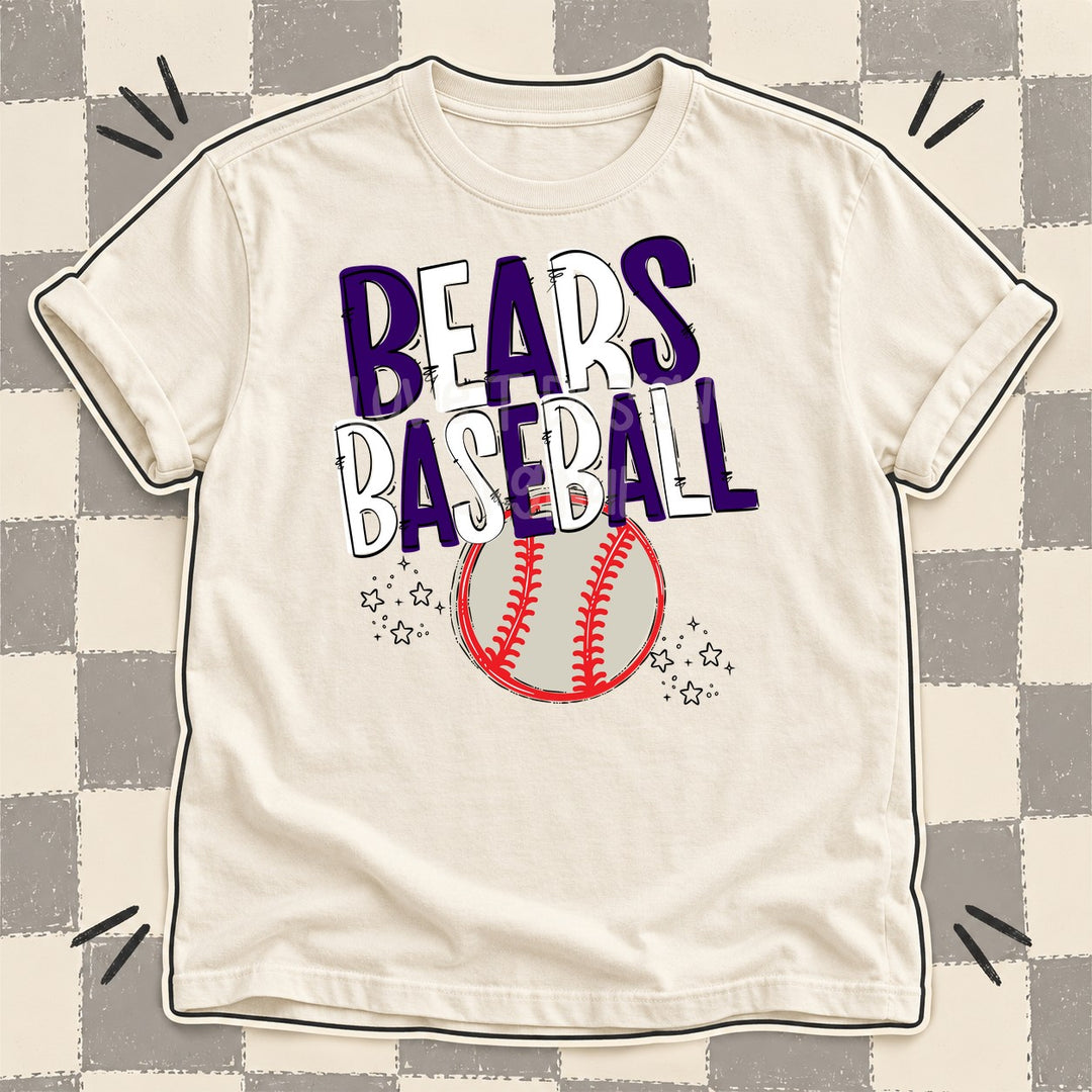 Bears Purple White Team Go Baseball Mascots DTF transfer mockup