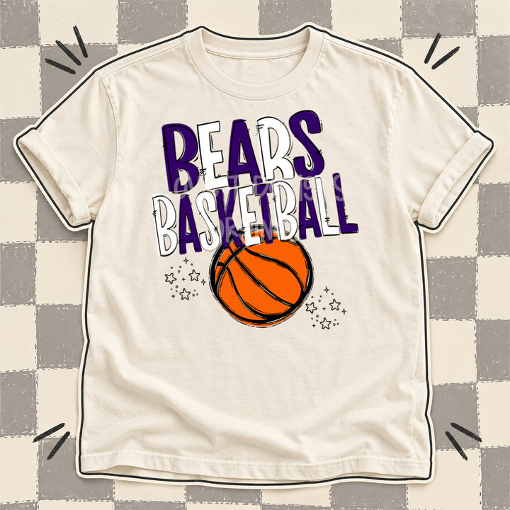 Bears Purple White Team Go Basketball Mascots DTF transfer